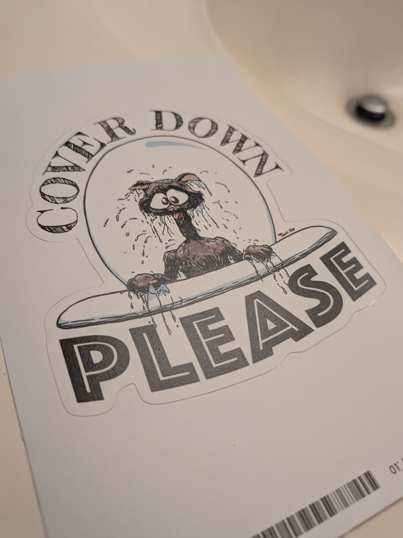 Cover Down Orange Kitty Toilet Decal
